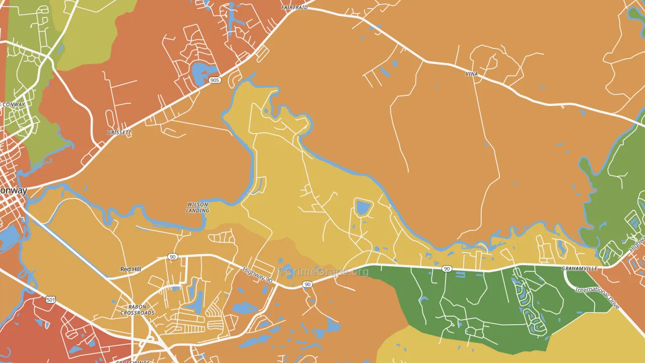 Bucksville, SC Map of Drug-Related Crime Rates