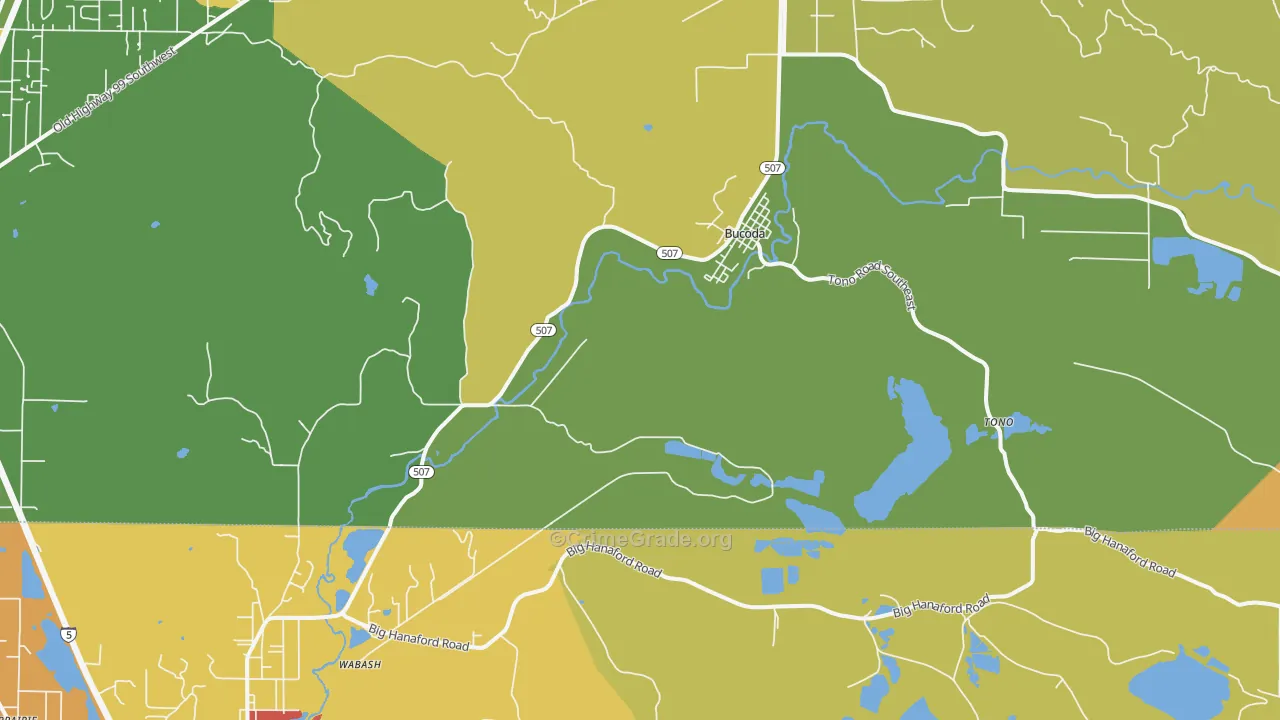 Bucoda, WA Map of Drug-Related Crime Rates
