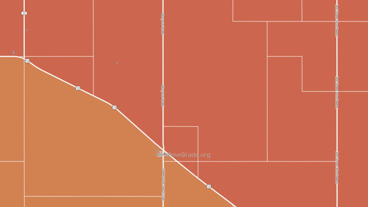 Bucyrus, ND Map of Drug-Related Crime Rates