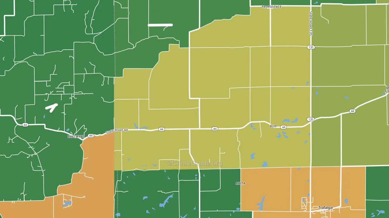 Bud, IN Map of Drug-Related Crime Rates