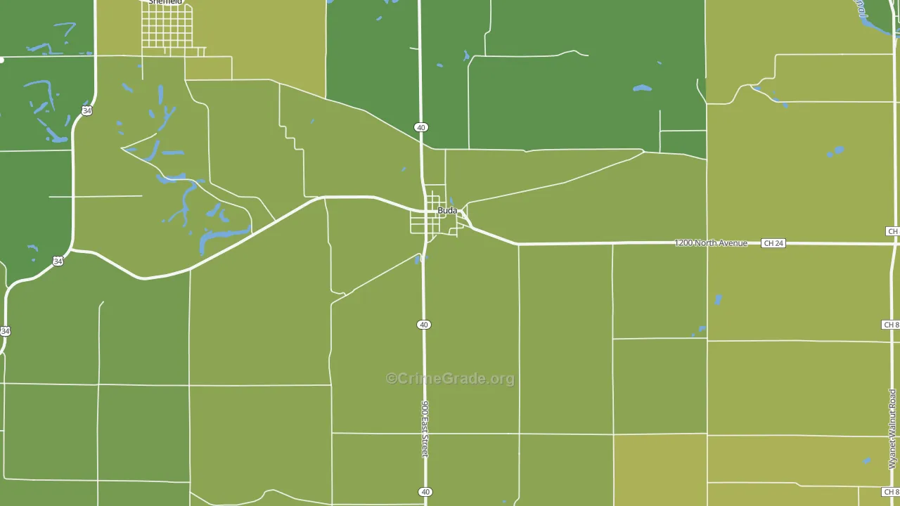 Buda, IL Map of Drug-Related Crime Rates