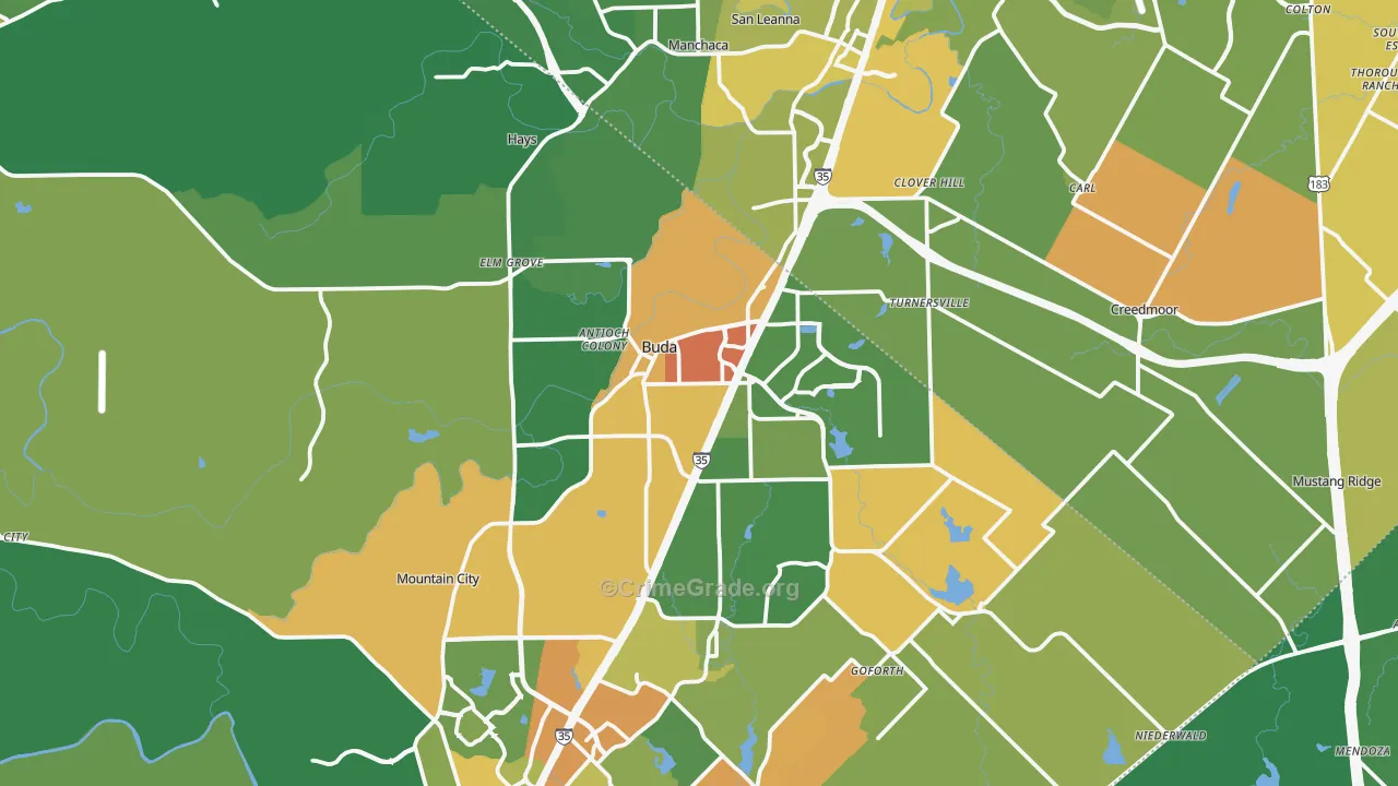 Buda, TX Map of Drug-Related Crime Rates