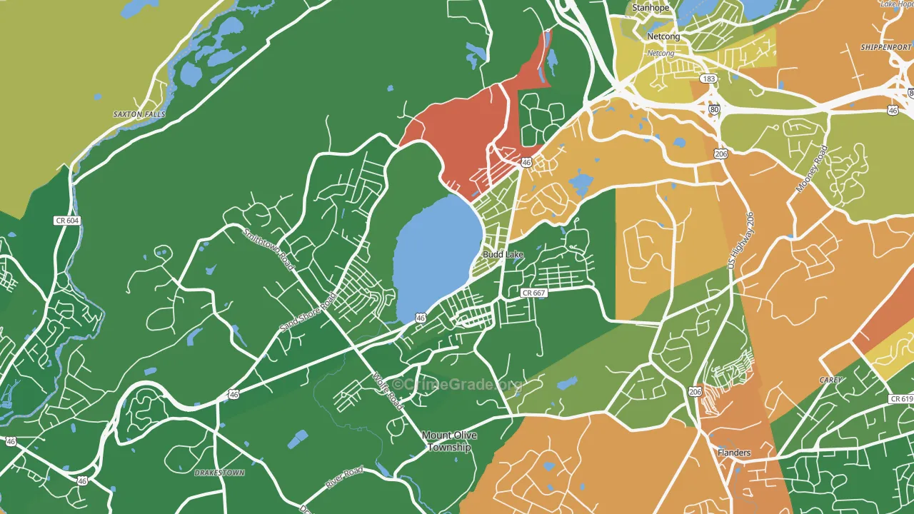 Budd Lake, NJ Map of Drug-Related Crime Rates