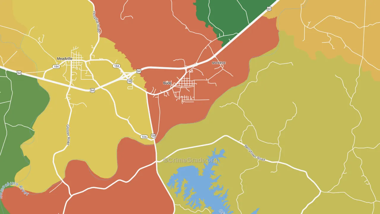 Bude, MS Map of Drug-Related Crime Rates