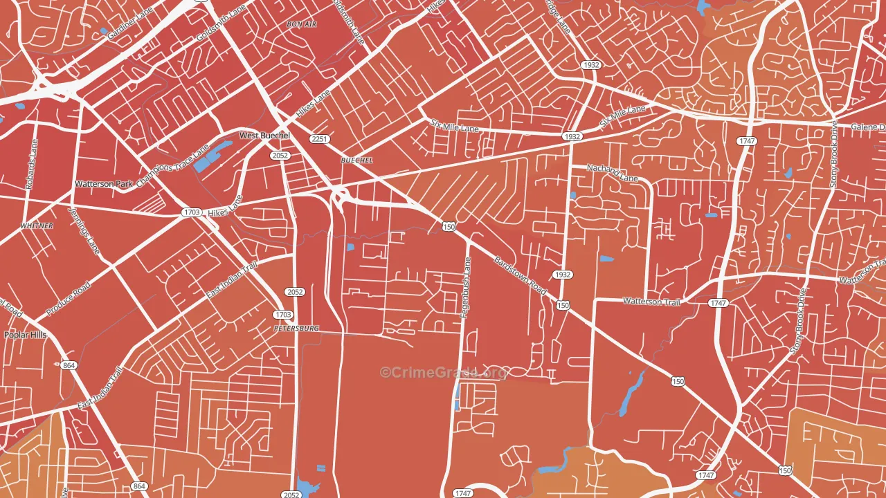 Buechel, Louisville, KY Map of Drug-Related Crime Rates