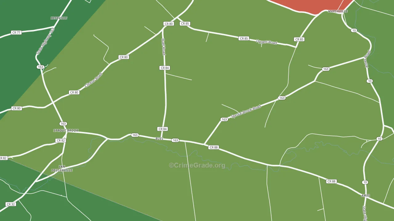 Buel, NY Map of Drug-Related Crime Rates