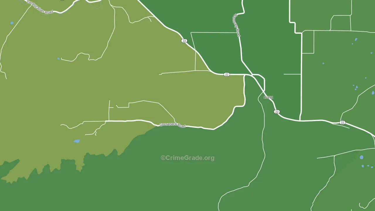 Buell, OR Map of Drug-Related Crime Rates