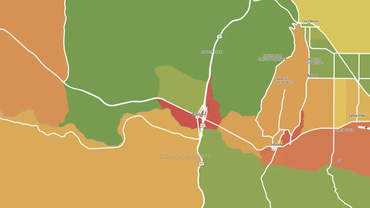 Buellton, CA Map of Drug-Related Crime Rates