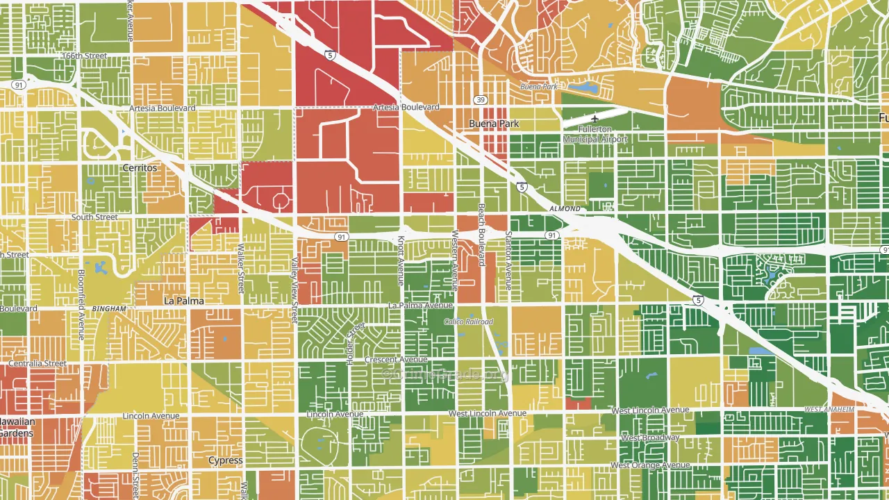 Buena Park, CA Map of Drug-Related Crime Rates