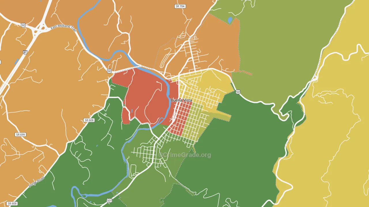 Buena Vista City, VA Map of Drug-Related Crime Rates