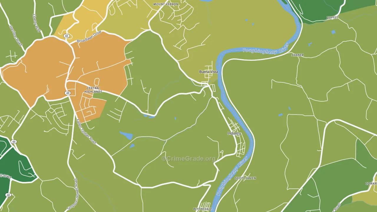 Buena Vista, PA Map of Drug-Related Crime Rates