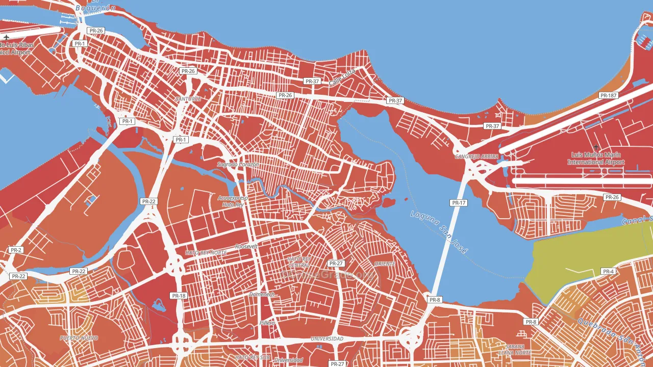 Buena Vista Santurce, San Juan, PR Map of Drug-Related Crime Rates