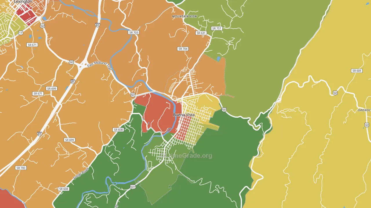 Buena Vista, VA Map of Drug-Related Crime Rates