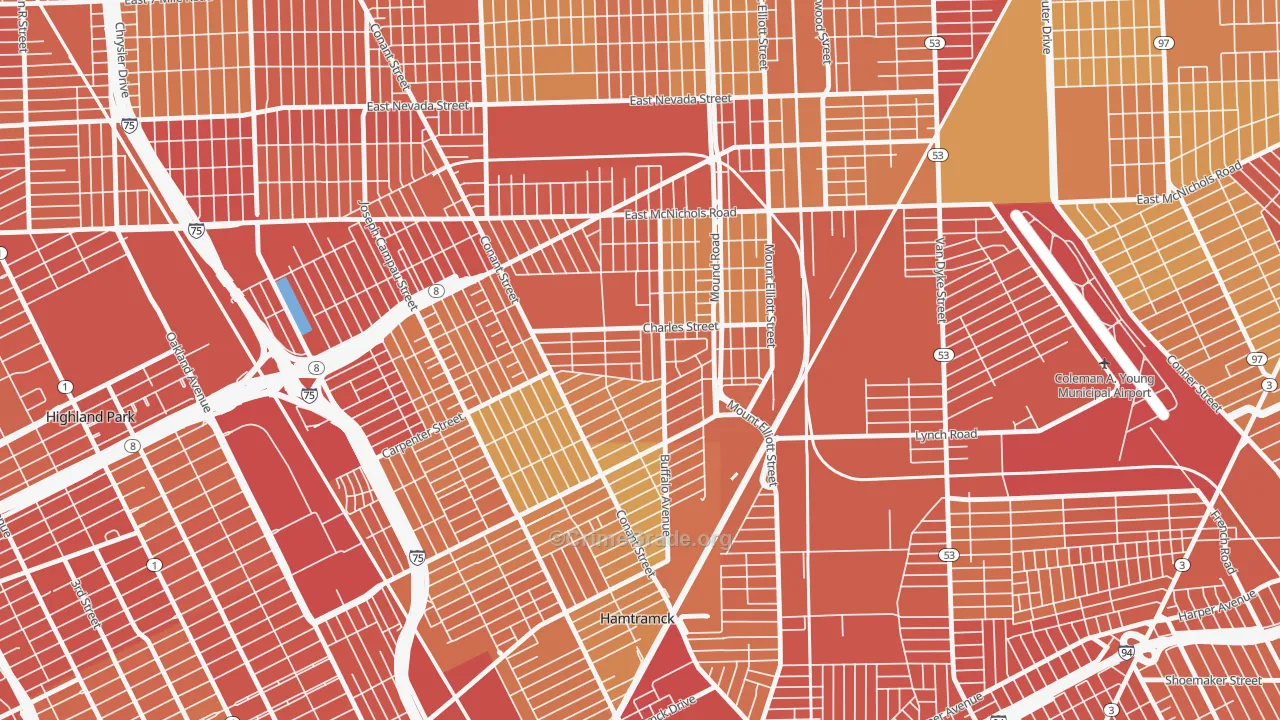 Buffalo Charles, Detroit, MI Map of Drug-Related Crime Rates
