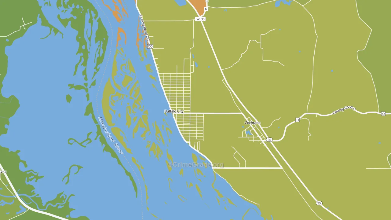 Buffalo City, WI Map of Drug-Related Crime Rates