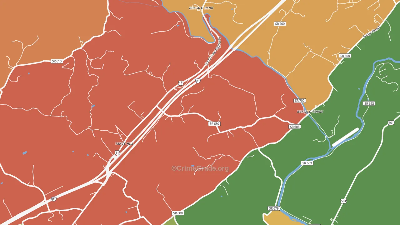 Buffalo Forge, VA Map of Drug-Related Crime Rates