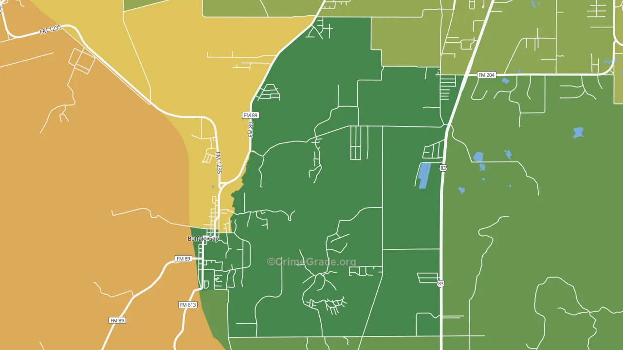 Buffalo Gap, TX Map of Drug-Related Crime Rates