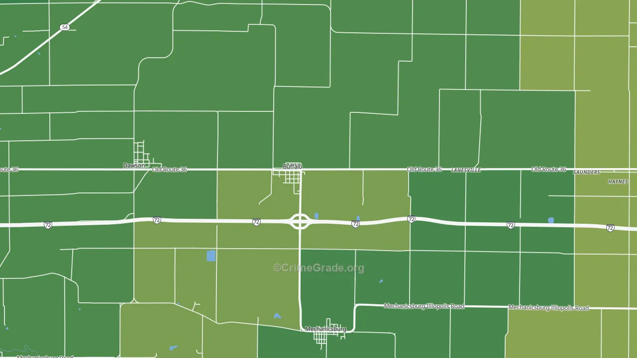 Buffalo, IL Map of Drug-Related Crime Rates