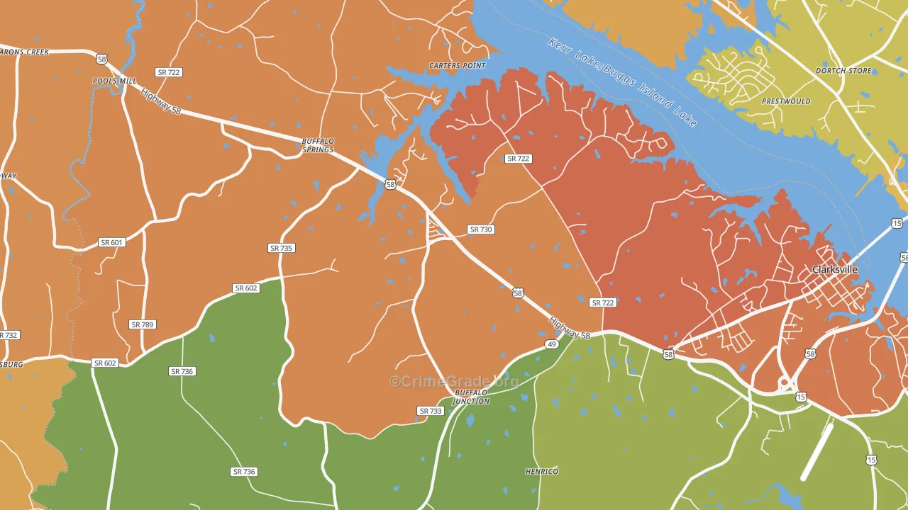 Buffalo Junction, VA Map of Drug-Related Crime Rates