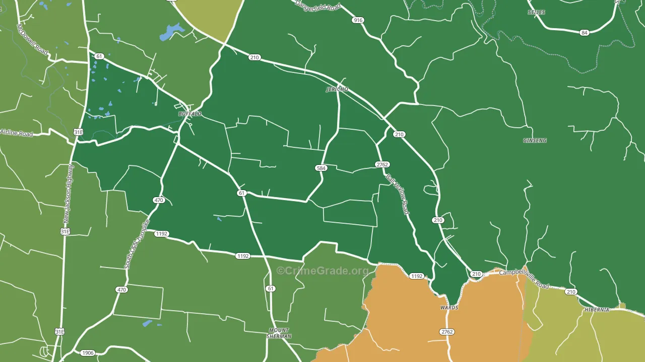 Buffalo, KY Map of Drug-Related Crime Rates