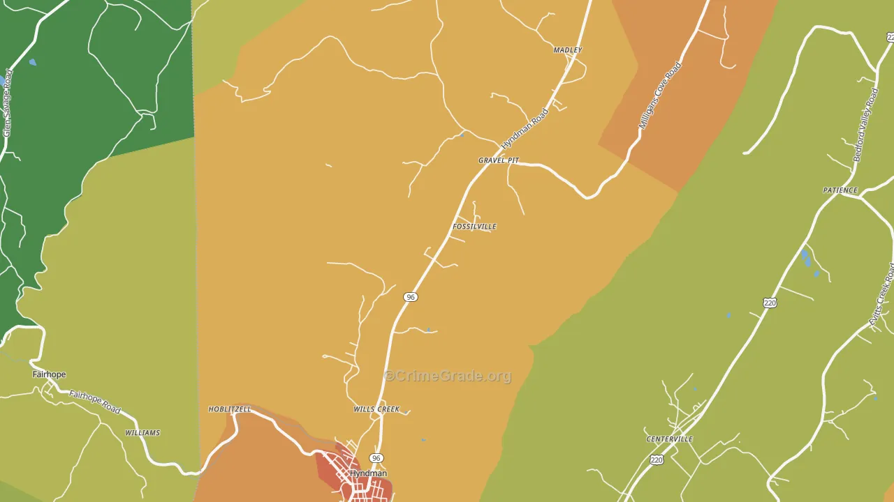 Buffalo Mills, PA Map of Drug-Related Crime Rates