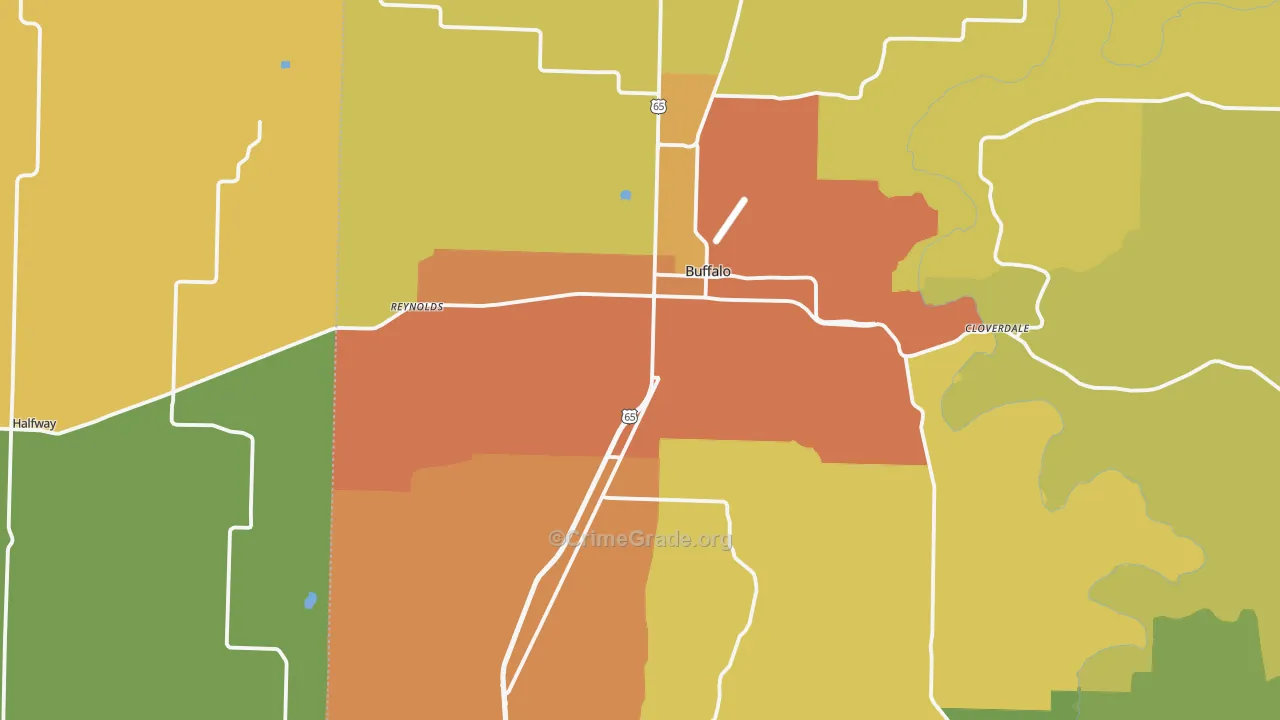 Buffalo, MO Map of Drug-Related Crime Rates