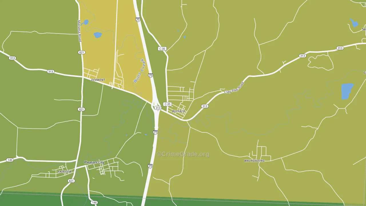 Buffalo, OH Map of Drug-Related Crime Rates