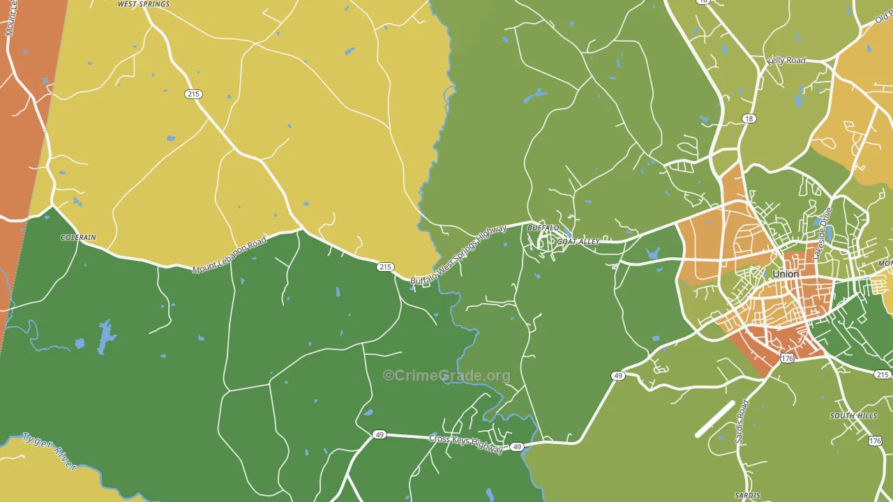 Buffalo, SC Map of Drug-Related Crime Rates