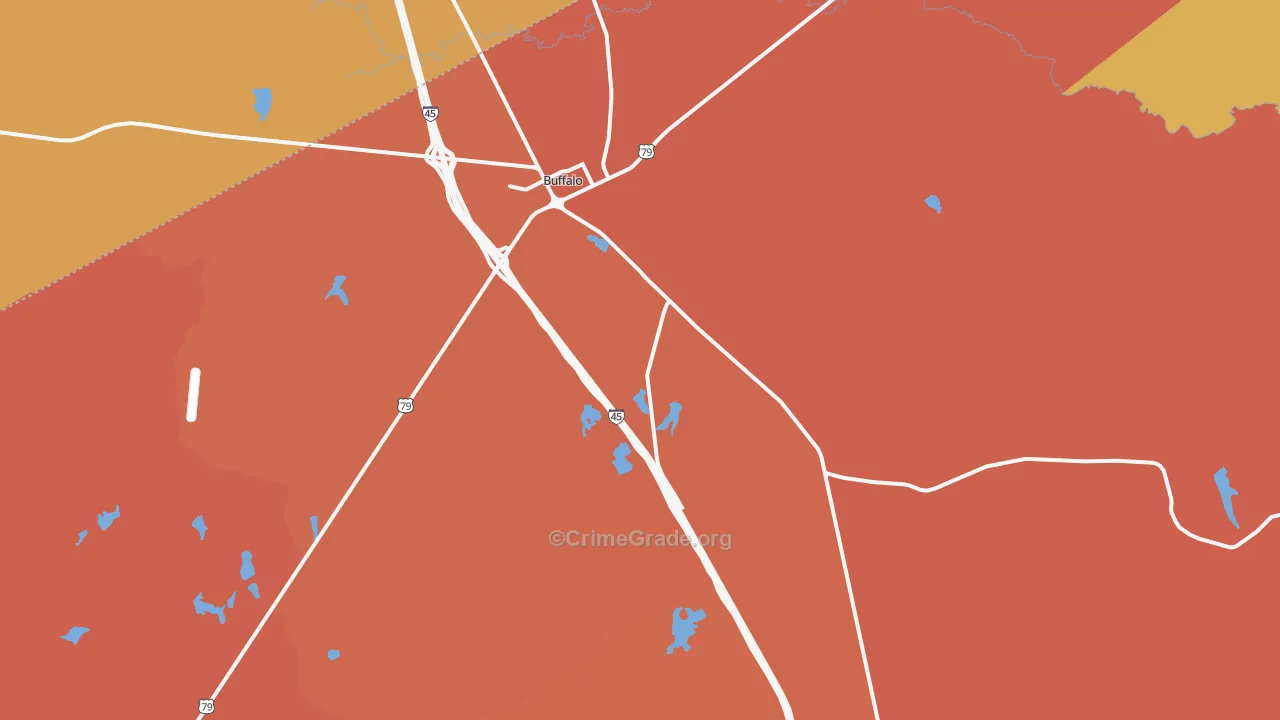 Buffalo, TX Map of Drug-Related Crime Rates