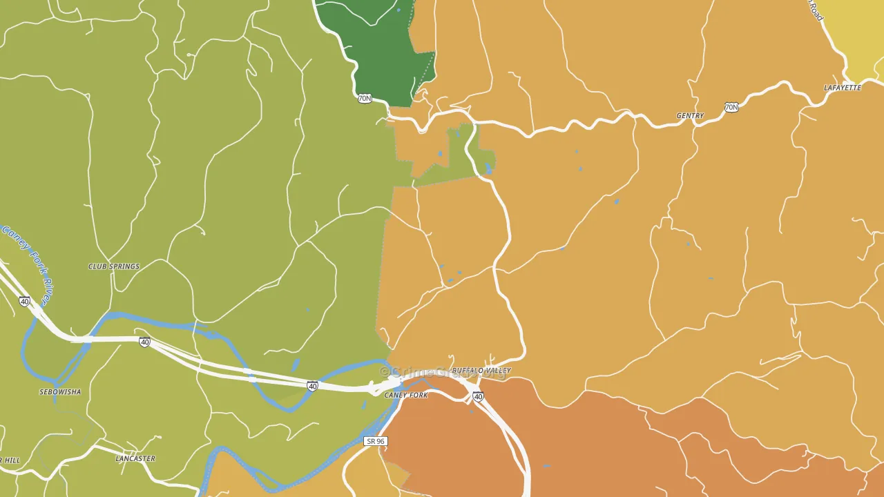 Buffalo Valley, TN Map of Drug-Related Crime Rates
