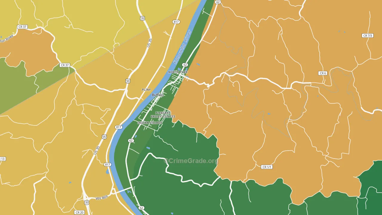 Buffalo, WV Map of Drug-Related Crime Rates