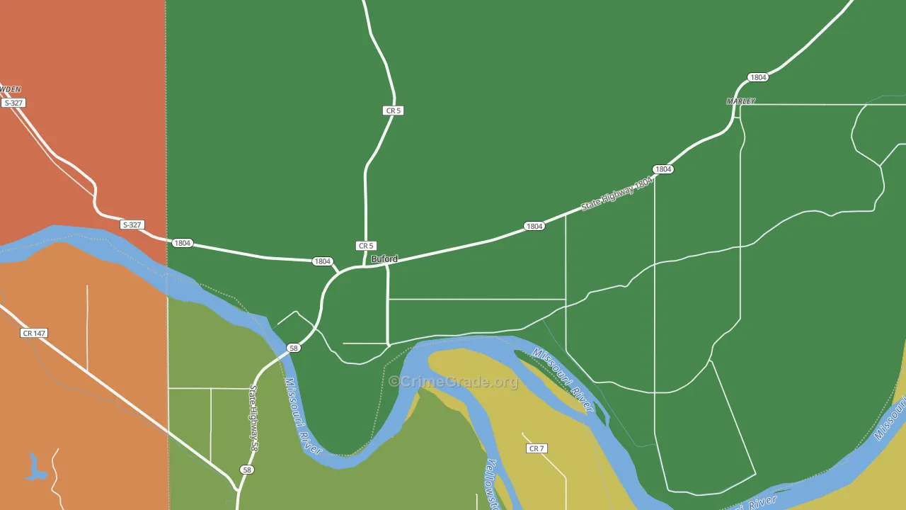Buford, ND Map of Drug-Related Crime Rates