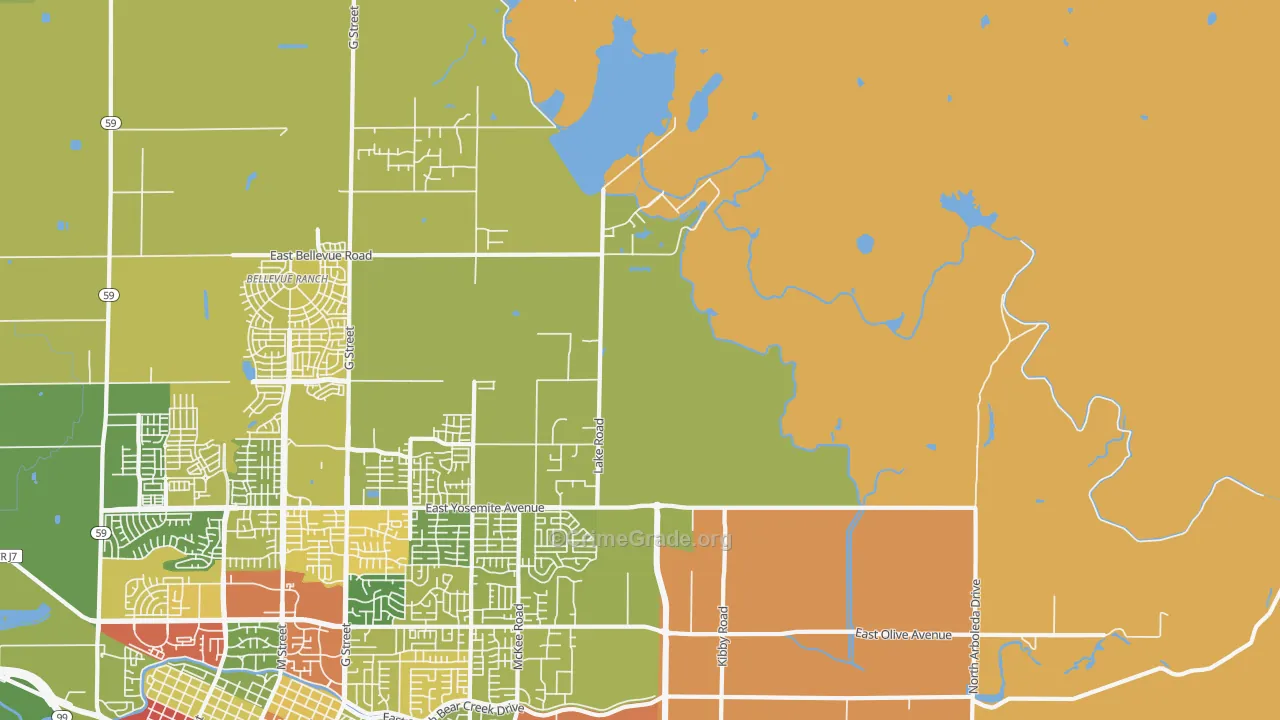 Buhach, CA Map of Drug-Related Crime Rates