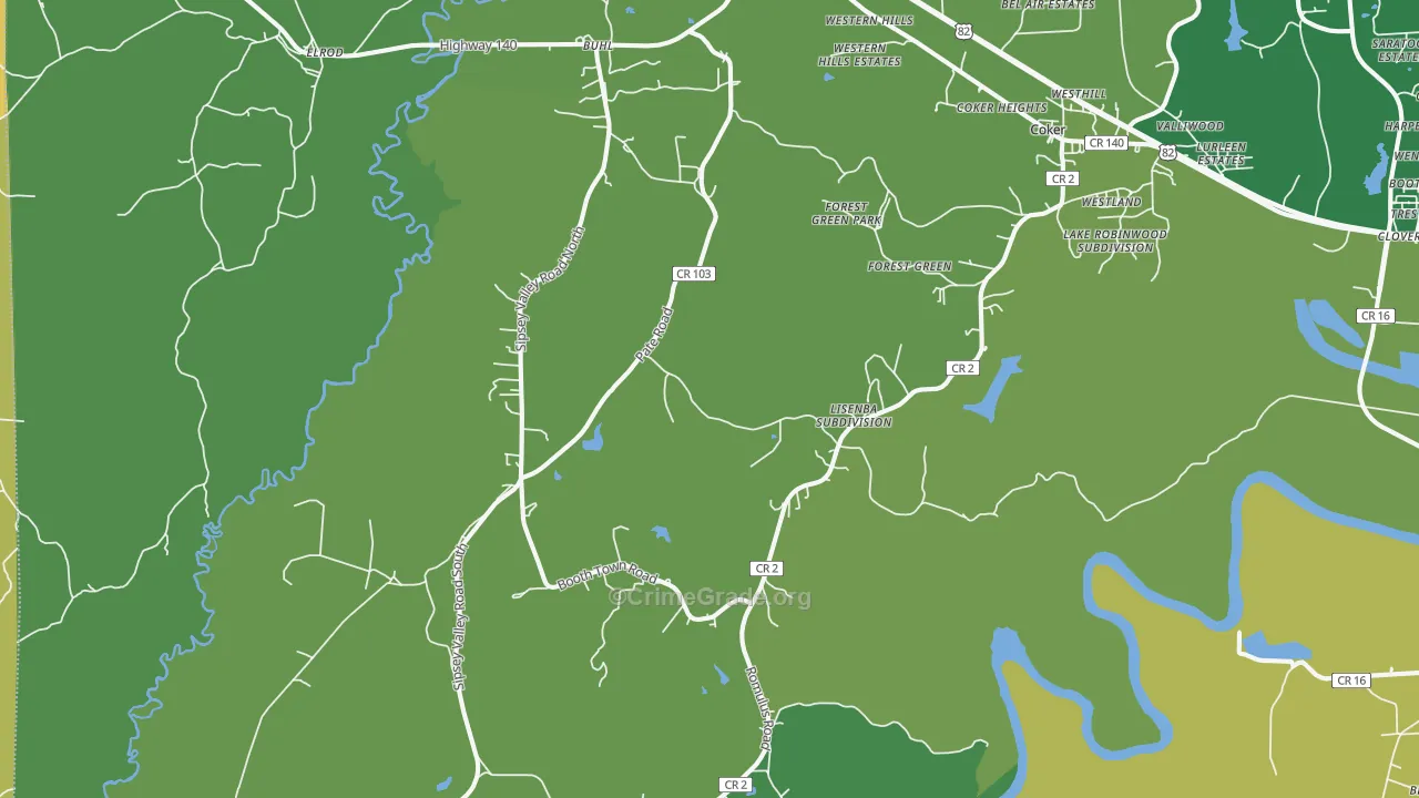Buhl, AL Map of Drug-Related Crime Rates