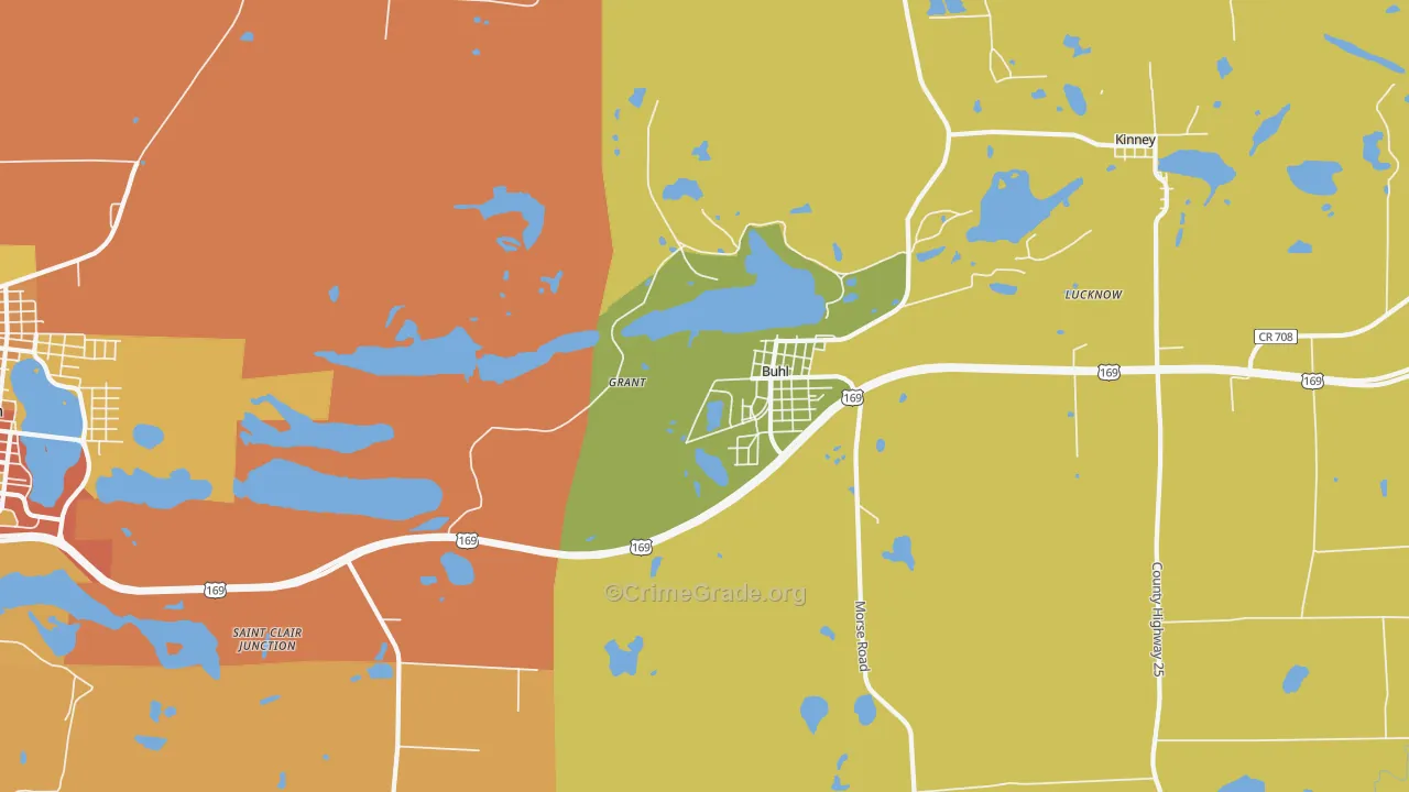 Buhl, MN Map of Drug-Related Crime Rates