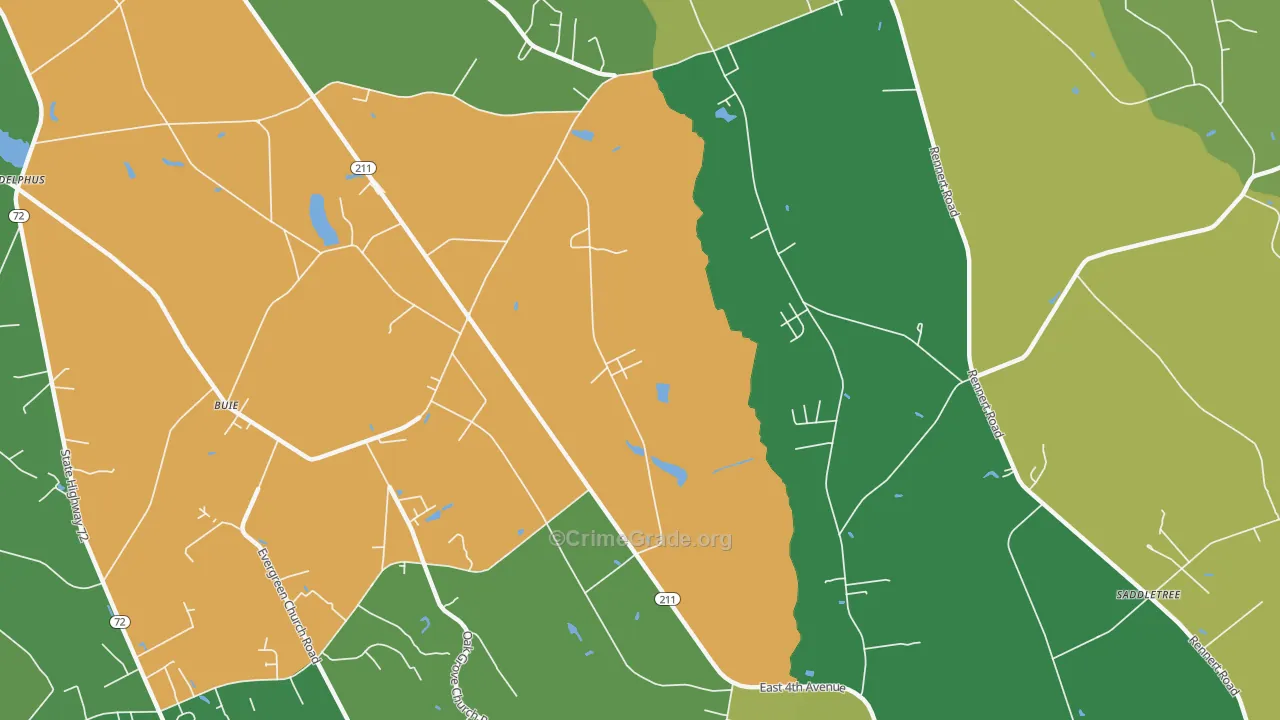 Buie, NC Map of Drug-Related Crime Rates