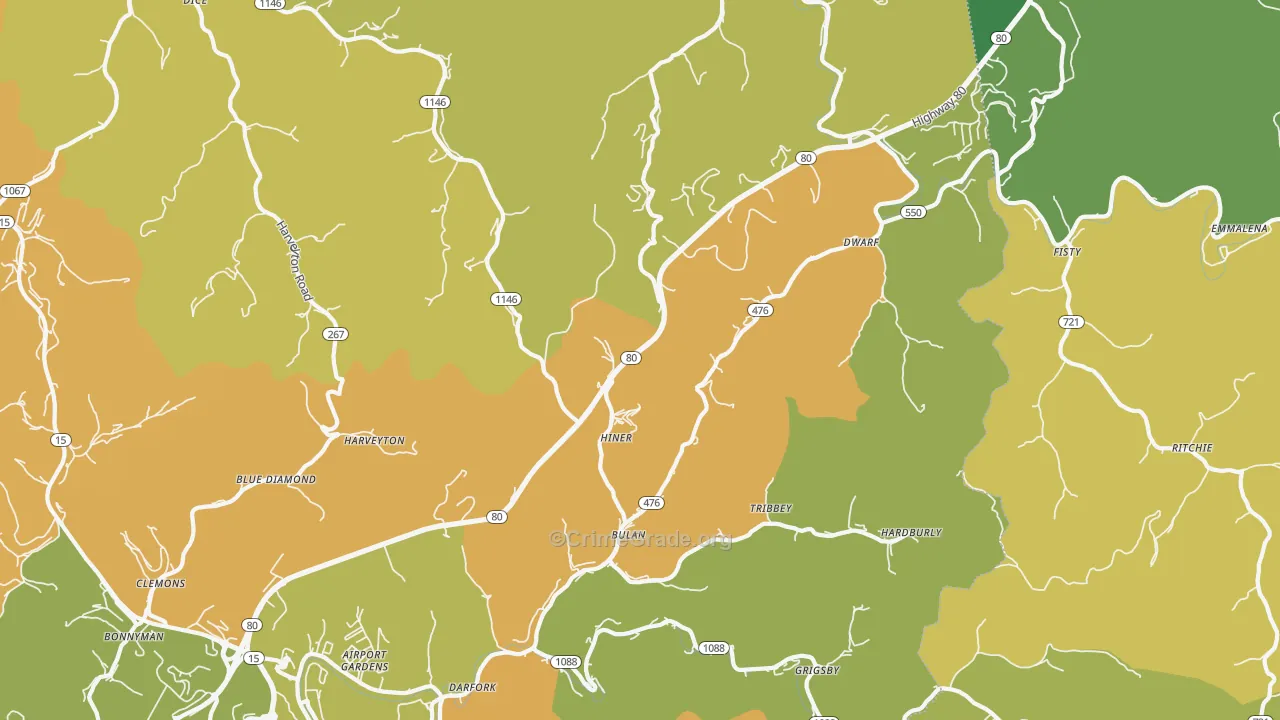 Bulan, KY Map of Drug-Related Crime Rates
