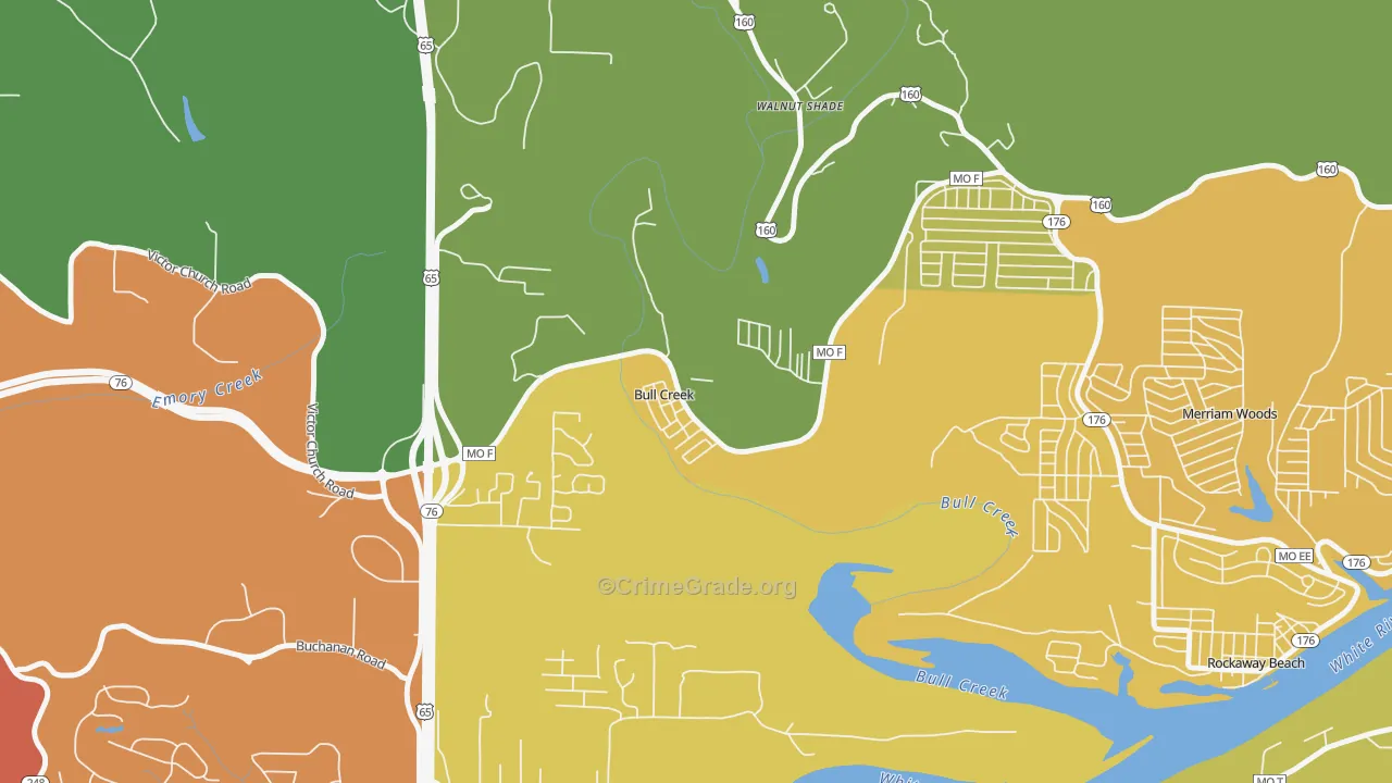 Bull Creek, MO Map of Drug-Related Crime Rates