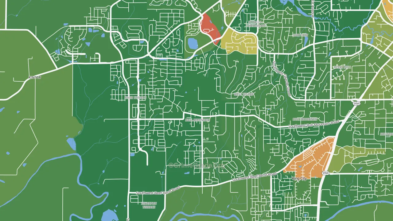 Bull Mountain, OR Map of Drug-Related Crime Rates