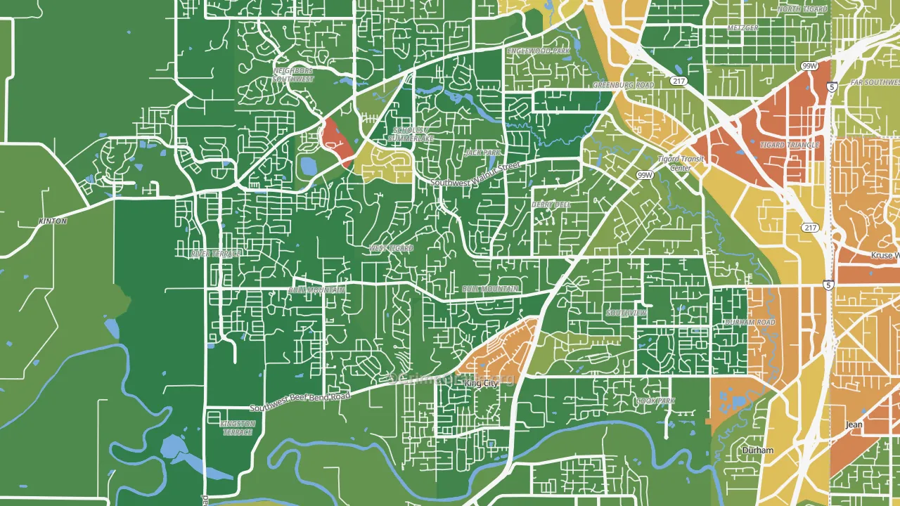Bull Mountain, Tigard, OR Map of Drug-Related Crime Rates