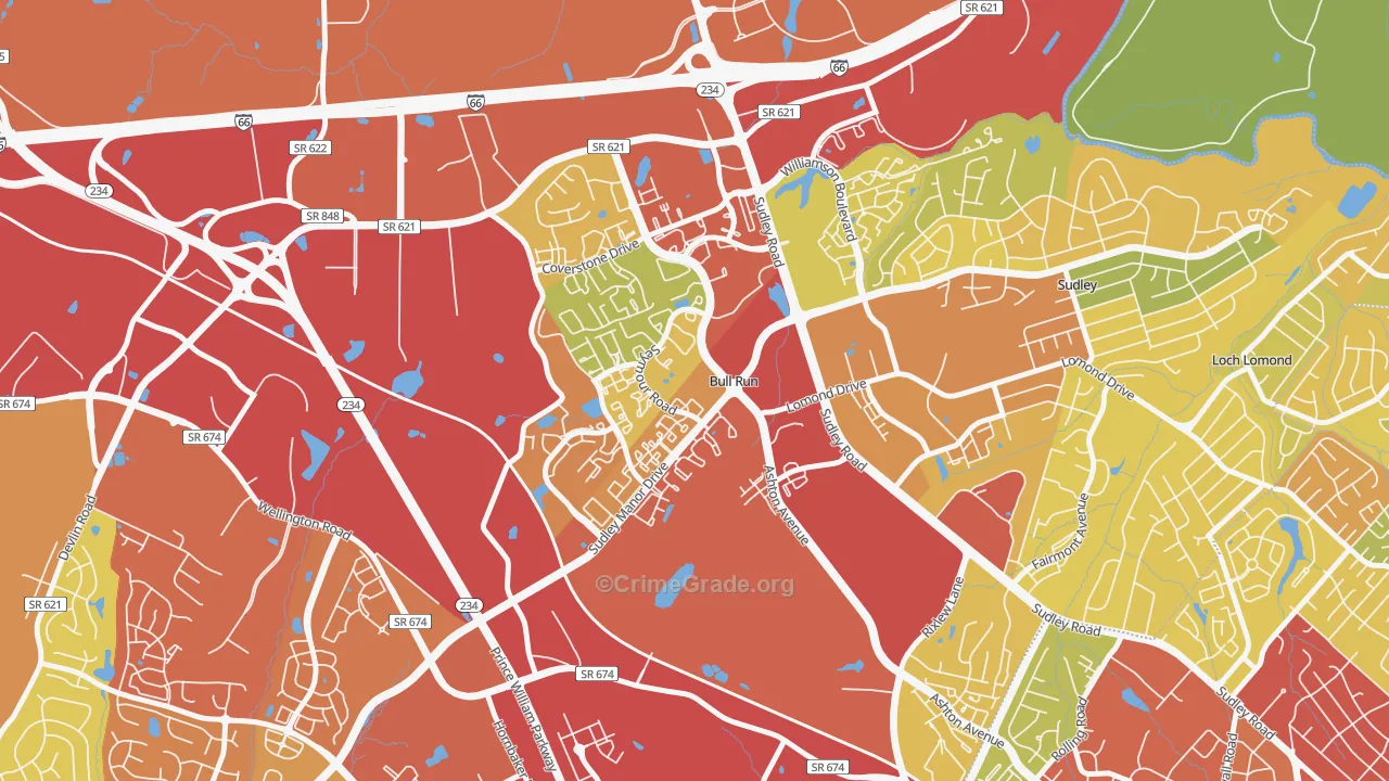 Bull Run, VA Map of Drug-Related Crime Rates