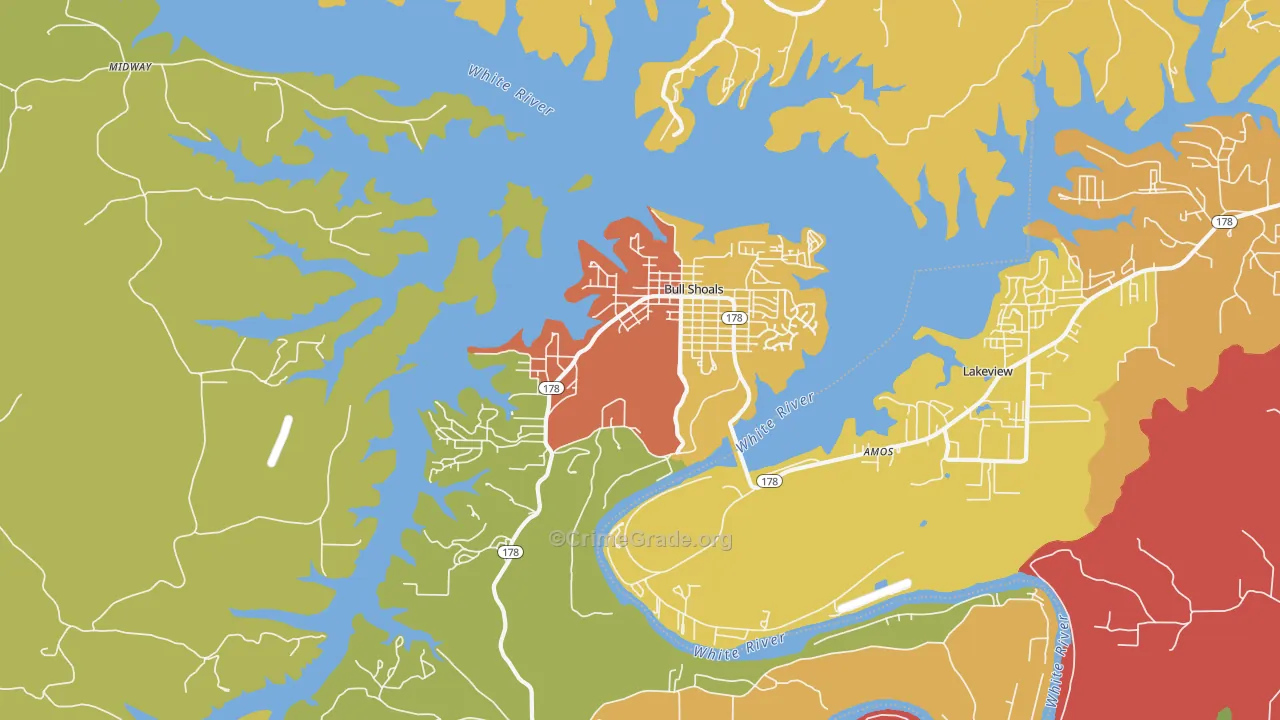 Bull Shoals, AR Map of Drug-Related Crime Rates