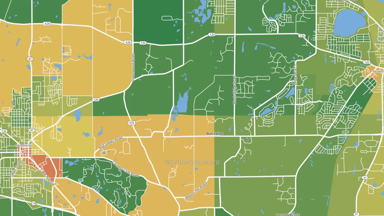 Bull Valley, IL Map of Drug-Related Crime Rates