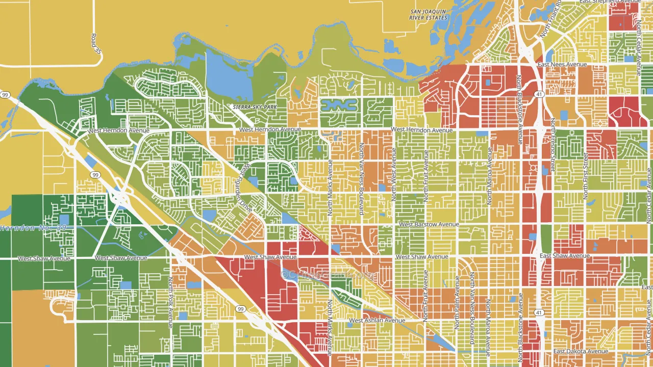 Bullard, Fresno, CA Map of Drug-Related Crime Rates