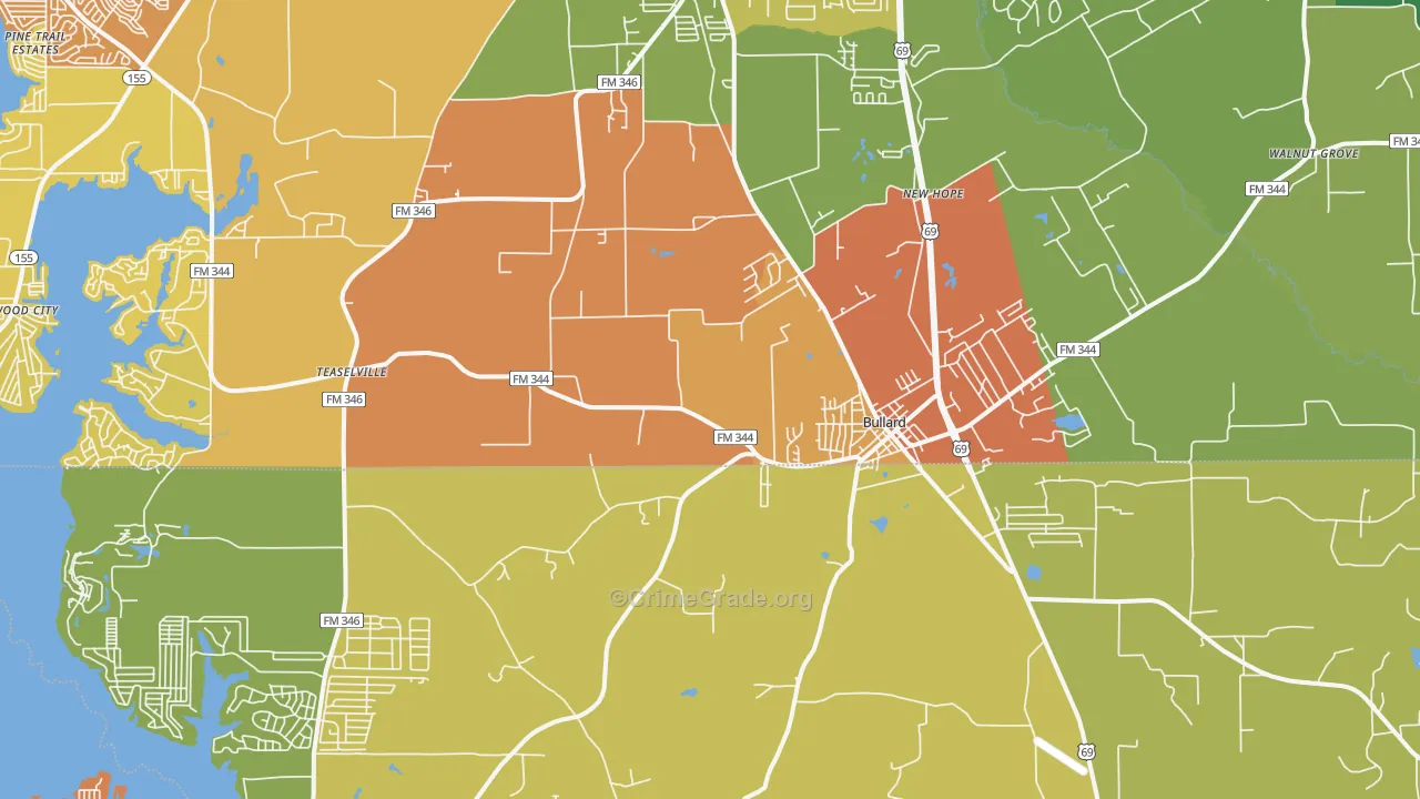 Bullard, TX Map of Drug-Related Crime Rates