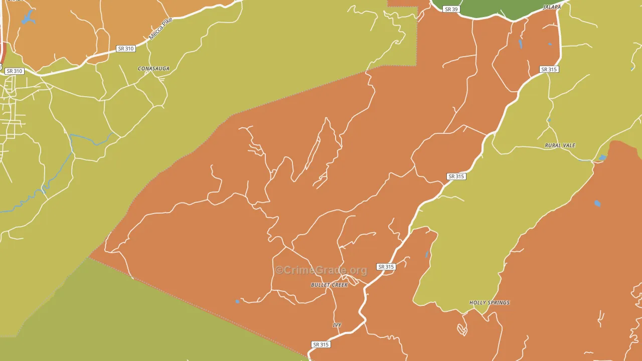 Bullet Creek, TN Map of Drug-Related Crime Rates