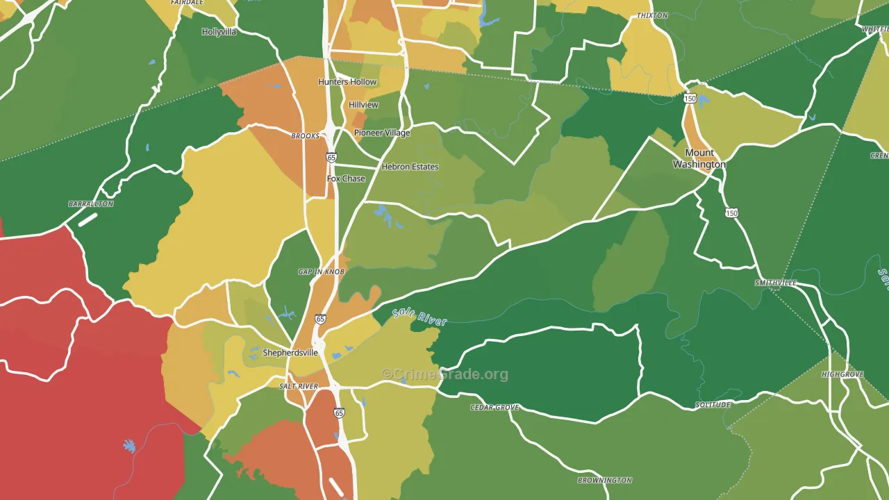 Bullitt County, KY Map of Drug-Related Crime Rates