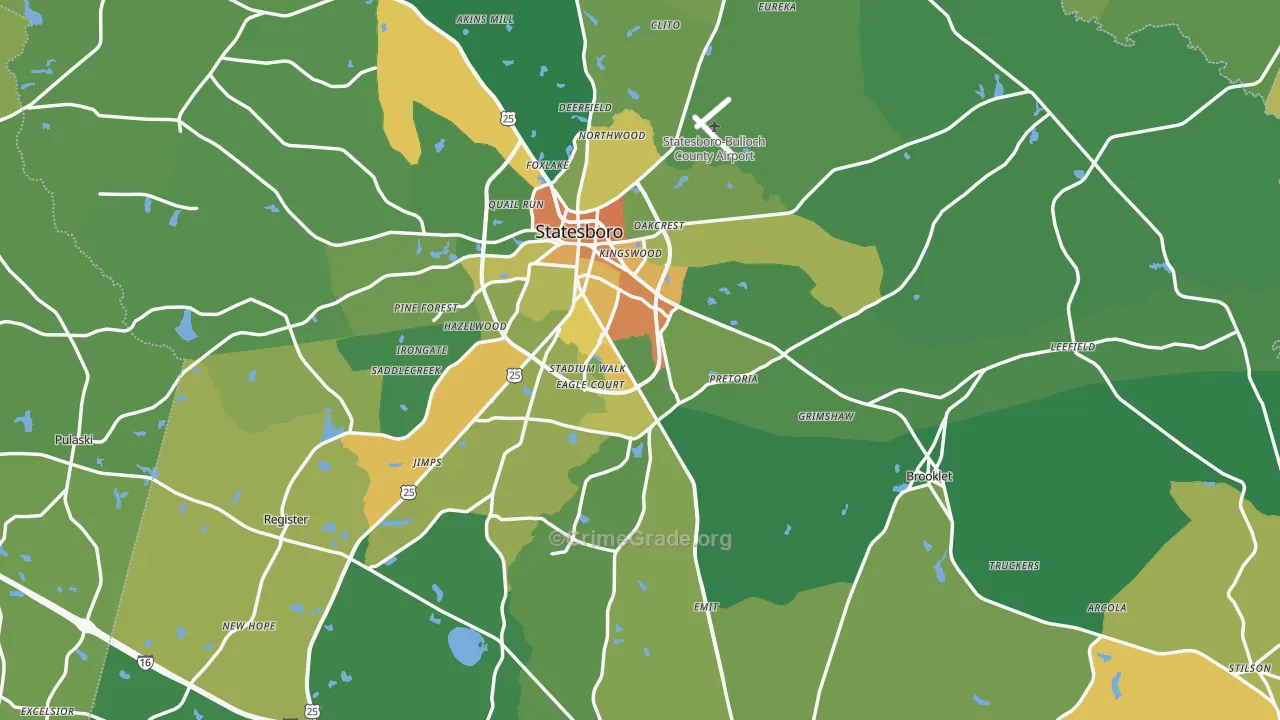 Bulloch County, GA Map of Drug-Related Crime Rates