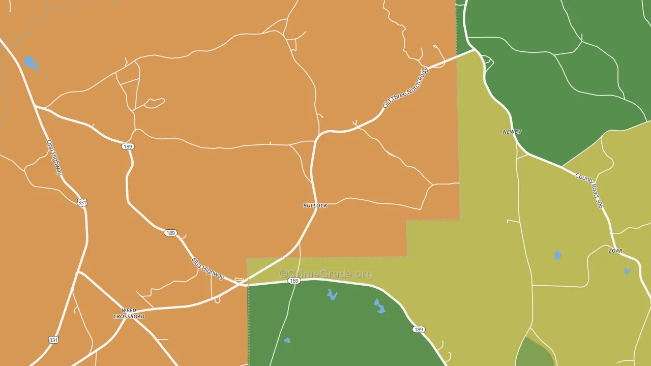Bullock, AL Map of Drug-Related Crime Rates
