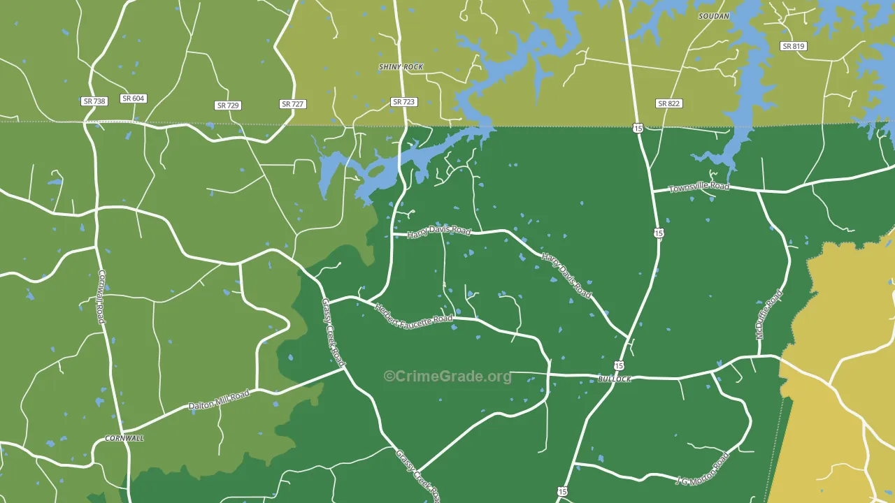 Bullock, NC Map of Drug-Related Crime Rates